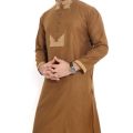 Panjabi - Sky blue hand-Neck Contrast Samsung cotton.