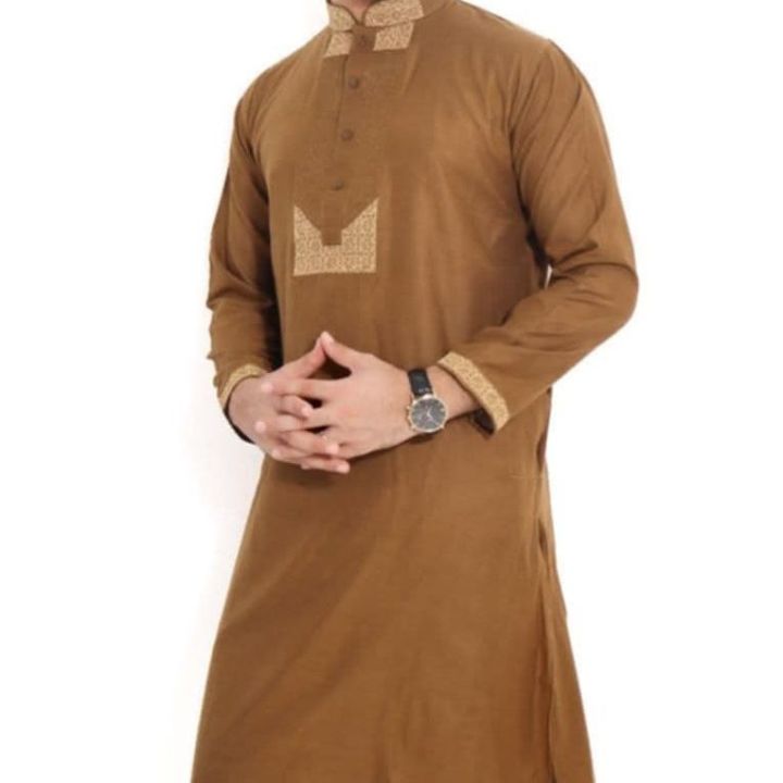 Panjabi%20-%20Sky%20blue%20hand-Neck%20Contrast%20Samsung%20cotton%20-%20Image%204
