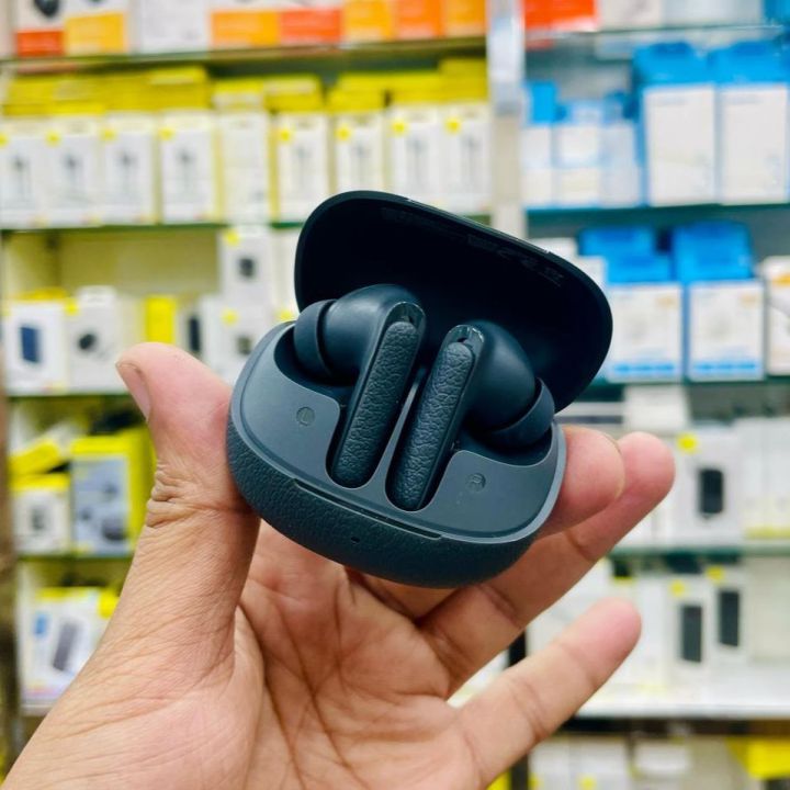 QCY HT15 ANC Earbuds 45dB Active Noise Cancellation, 6mic Ai-based ENC for Call, Premium Leather Texture Design, 10mm Woolen-paper Bio-diagram Driver for best Sound quality Wireless TWS Earbuds