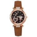 【Hengli jewelry story】Fashion College Style Crystal Heart Butterfly Strap Quartz Watch.