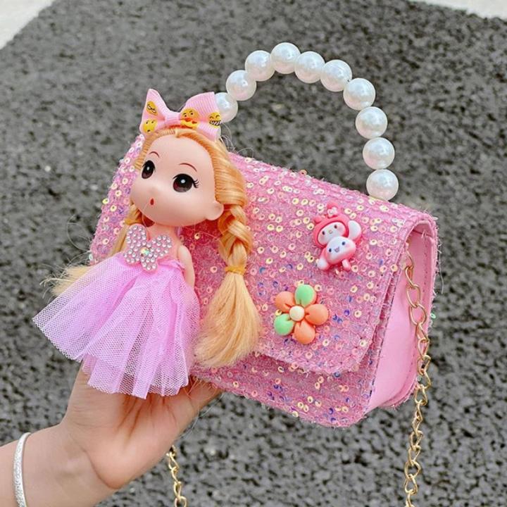 Baby Girl Small Purse For Girl Sweet Princess Small Shoulder Bags Pearl  Handle Children's Chain