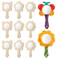 18 Pcs Wood Crafts Kids Mirrors Small Unfinished Mini Wooden Princess Mirror DIY Painting Mirrorshandheld Child.