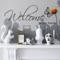 'Welcome To Our Home' Text Patterns Wall Sticker Home Decor Living Room Decals Wallpaper Bedroom Decorative Butterfly Stickers. 