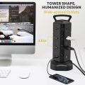 TESSAN US Multi Outlet Tower Power Strip with 14 AC Outlets 4 USB Surge Protector 6.5ft Retractable Extension Cable. 