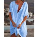 Qisin Hot 2023 Cotton Tunics for Beach Women Swimsuit Cover-ups Woman Swimwear Beach Cover up Beachwear Mini Dress Sai de Praia. 