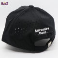 Black Mercedes Benz Embroidery Logo polyester Fabric Curved Cap. 