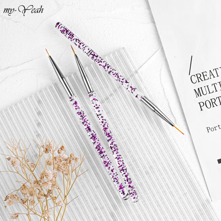 Myyeah%203Pcs/Set%20Nail%20Art%20Acrylic%20Handle%20French%20Lines%20Stripes%20Liner%20Painting%20Brush%20Flower%20Pattern%20Design%20Drawing%20Pen%20Manicure%20Tool%20-%20Image%204