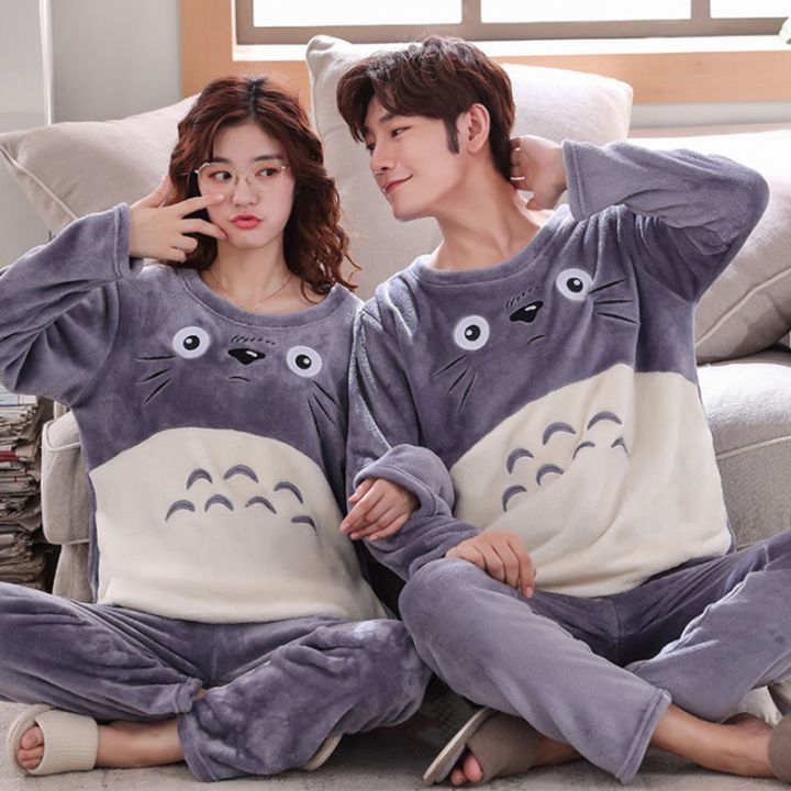 Unisex%20Flannel%20Sleepwear%20New%20Women%20Men%20Winter%20Warm%20Fleece%20Couples%20Pajamas%20Set%20Lovers%20Nightgown%20Cute%20Cartoon%20Pijamas%20Home%20Clothes%20-%20Image%202