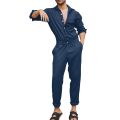 Lounge Jumpsuits Men Mens Spring And Autumn Fashion Leisure Solid Color Lapel Pocket Buckle Overalls Jumpsuit Sweat Set.