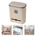 Wall Mounted Hanging Trash Can with Lid Installable Counter Top under Sink Compost Wastebasket Cupboard Bathroom.