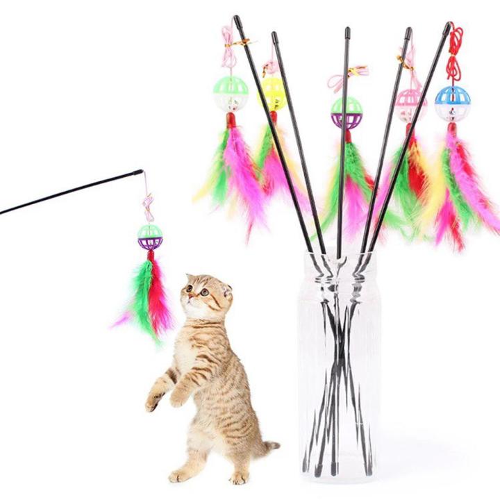 Funny Cat Stick Interactive Cats Toys Kitten Toy Sticks Rod with Metal Bells and Long Wire Kitty Pet Training Products