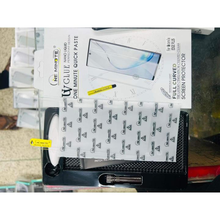 Advanced Quality - For Motorola Edge Plus A+ GRADE One minute UV Light Adhesive Tempered Glass Screen Protector - Signifying Quality