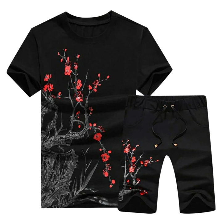 Printed Cotton Combo - Stylish Half-Sleeve Round Neck T-Shirt & Short Pant Set for Men