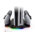 Dual Controller Charger With LED Indicator Lights RGB Cooling Base Compatible With PS5/PS5 Slim Host Digital Optical Drive Version.
