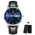 LooKeo mall POEDAGAR High Quality Leather Men's Wristwatch: Fashionable, Waterproof, Luminous, Week/Date Display, Top Brand Quartz Watch. 