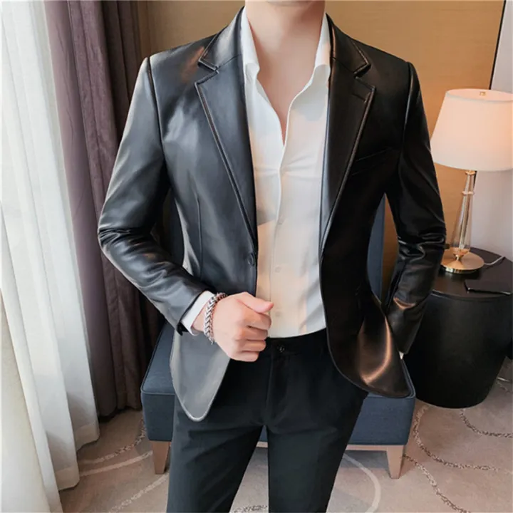 Autumn%20Winter%20Men's%20Leather%20Jackets%20Fashion%20Slim%20Solid%20Color%20Turn%20Down%20Collar%20Leather%20Blazer%20Coats%20Men%20Business%20Casual%20PU%20Jacket%20-%20Image%203