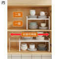 Retractable kitchen shelves, countertops, cabinet partitions, layered shelves, spice storage in cabinets, pot holders, small shelves on the tabletop. 
