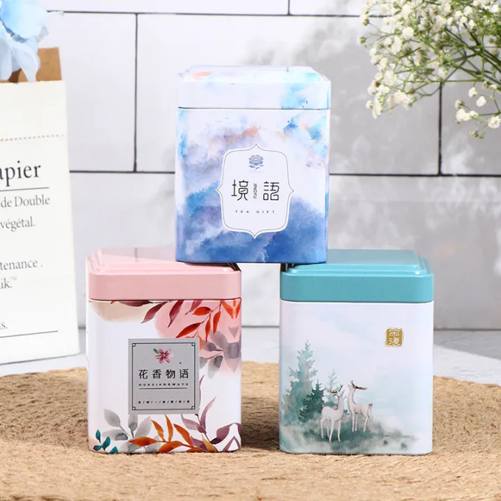 Tea%20Sealed%20Box%20Kitchen%20Storage%20Container%20Jar%20Square%20Can%20Candy%20Iron%20Vintage%20MJD%20-%20Image%205