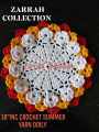 Unique Design Sun Flower 10"inc Crochet Doily Plate mat Round one piece.