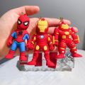 Avengers Superhero Keychains Marvel Iron Man Spiderman Captain America PVC Keyrings Cute Cartoon Anime Doll Pendant Key Holder.