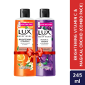 Lux Body Wash Brightening Vitamin C & Magical Orchid 245ml Combo Pack-Dove shampoo 79ml free.