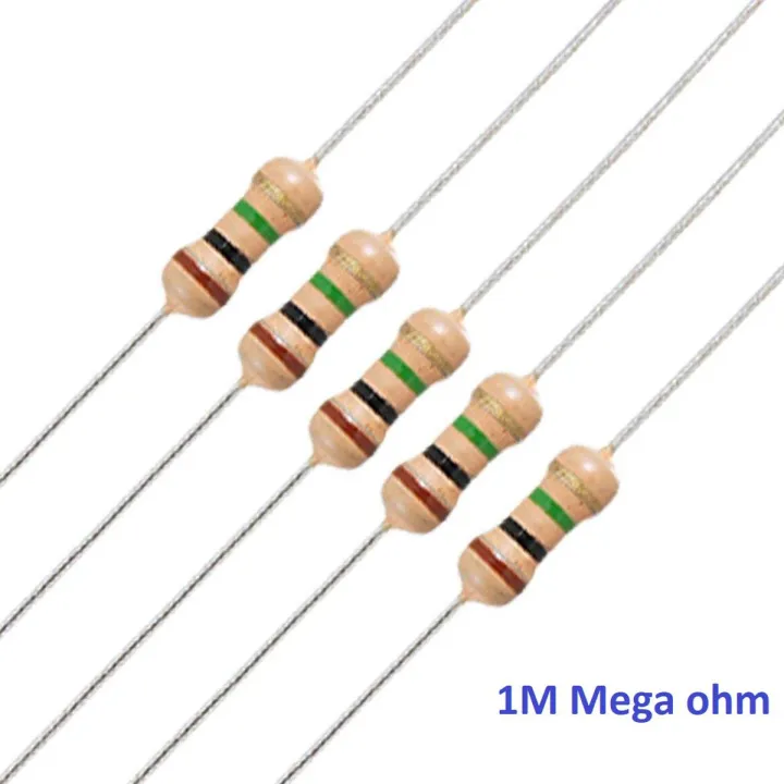 25Pcs 1M Ohm Carbon Film Resistor 1/4 W Resistance 0.25 Watt 250mW 5% Tolerance For DIY by Akram Electronics