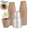 Planting Container Biodegradable Plant Nursery Pots with Humidity Dome Eco-friendly Starter Pots for Gardeners Garden Accessories. 
