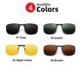 Square Clip On Sunglasses Women Polarized Black Lens UV400 Night Vision Driving Men Goggles Clips Anti Glare Vintage Glasses. 