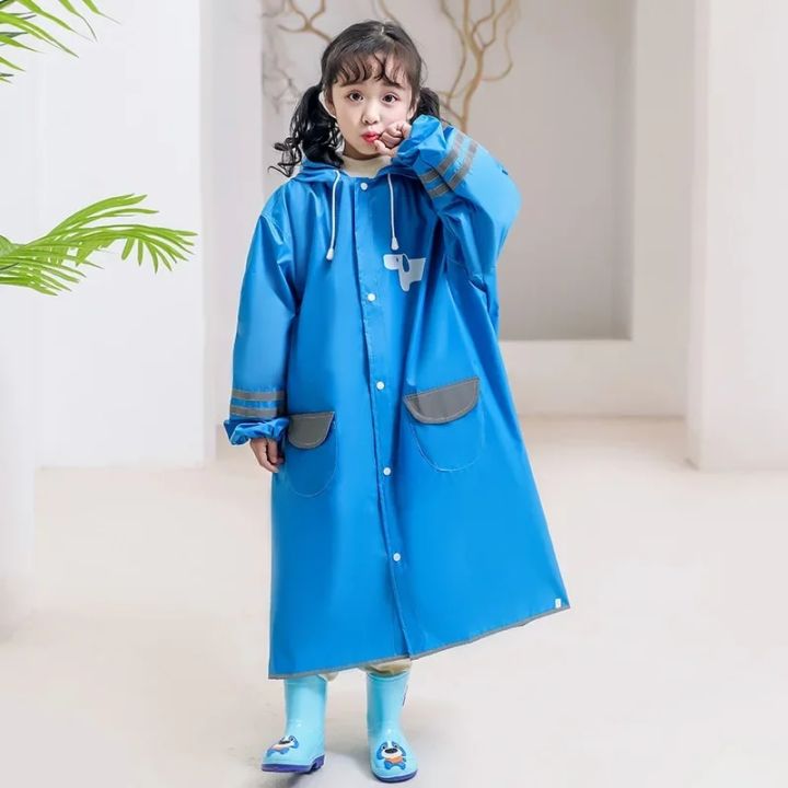 Korean%20Style%20Kid's%20Rain%20Poncho%20with%20Safety%20Reflective%20Stripes%20Students%20Waterproof%20Full-body%20Raincoat%20Reserved%20Backpack%20Space%20-%20Image%202