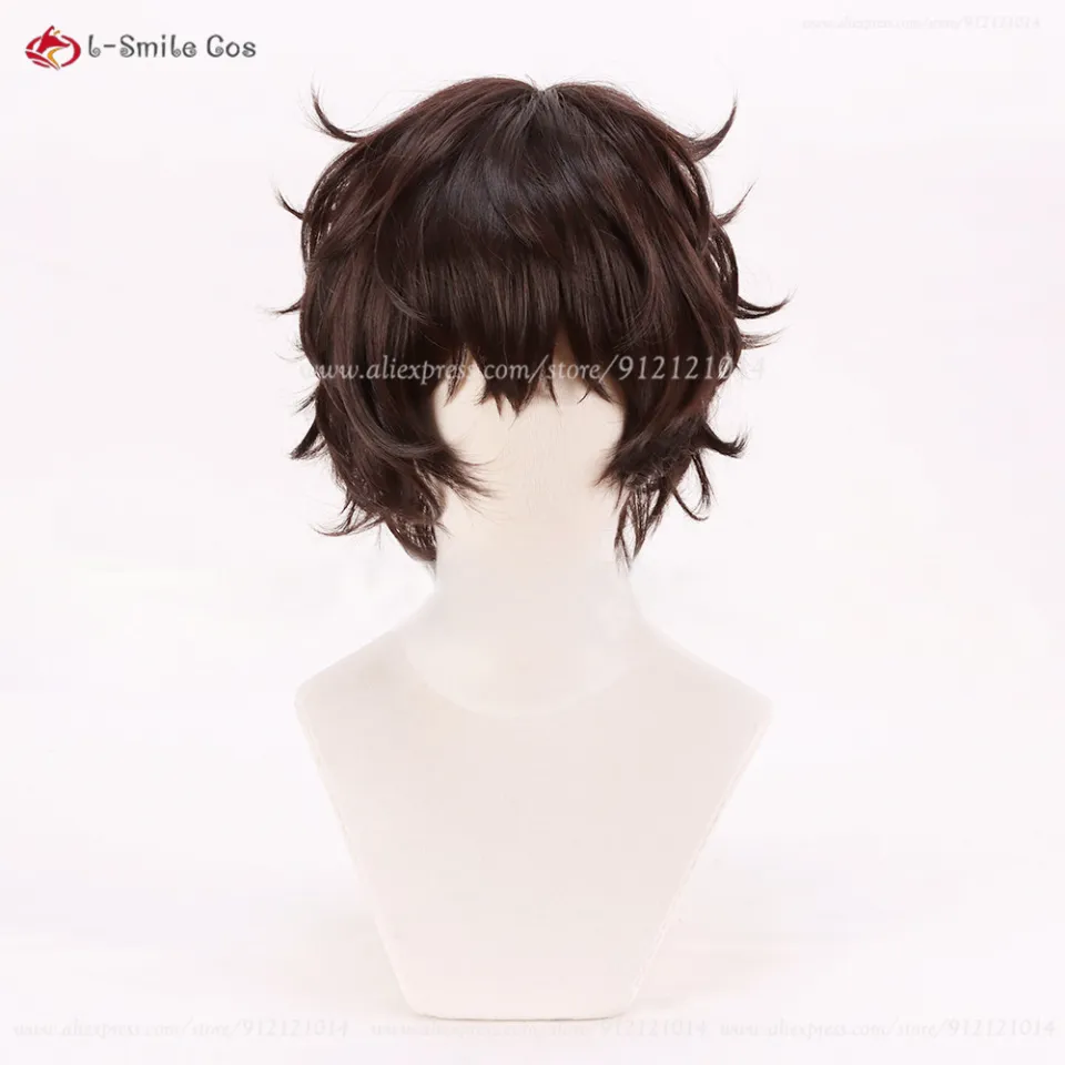 High Quality Dazai Osamu Wig Cosplay Anime Scalp 30cm Short Brown