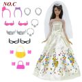 【The road to happiness Store】14 Pcs Lot = 1x Fairy Doll Dress + 13x Random Accessories Shoes Handbag Clothes for Barbie Doll Toys. 