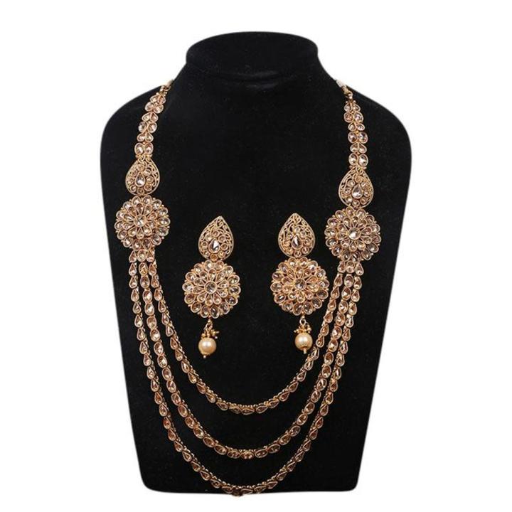 Golden Kopar And Stone Jewellery Set For Women