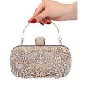 Diamond Luxury Evening Clutch for Women Wedding Golden Purse Chain Shoulder Bag Small Hollow Out Flowers Crystal Party Handbag.