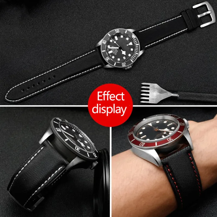 20mm%2022mm%2024mm%20Nylon%20Leather%20Watchband%20For%20Tudor%20Black%20Shield%20Breitling%20Tissot%20Starfish%20Men%20Women%20Canvas%20Fabric%20Watch%20Strap%20-%20Image%204