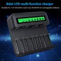 8-Slot Multi-Function Battery Charger USB Powered AA/AAA/C/D Rechargeable Battery Charger with LCD Display.