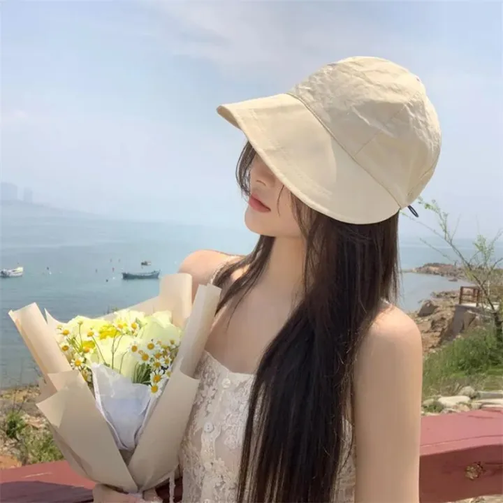 2024%20Foldable%20Wide%20Brim%20Ponytail%20Sun%20Hat%20Drawstring%20Adjustable%20Cap%20Summer%20Quick-dry%20Visor%20Fisherman%20CapFor%20Women%20Beach%20Hat%20-%20Image%203