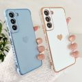 Luxury Plating Soft Case For Samsung Galaxy S24 S23 S22 S21 S20 FE A53 A23 A13 A52 A14 A54 Love Heart Shockproof Cover.