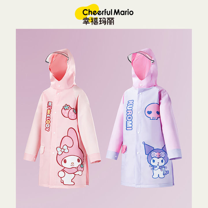 Happiness Mary Culomi Kids Raincoat Girls Poncho Large Brim Student School Waterproof Suit Girls Mid LongSmartwatches