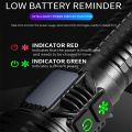 High Power Flashlight Spotlight Long-range Wick LED Torch Outdoor Strong Light With Red Blue Flashing Warning COB Side Lights.