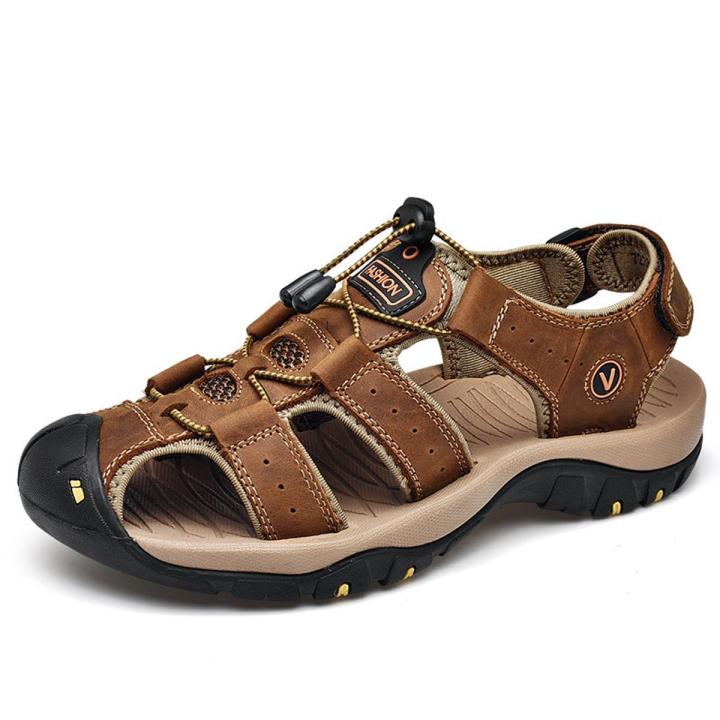 ZUNYU New Male Shoes Leather Men Sandals Summer Men Shoes Beach Sandals Man Fashion Outdoor Casual Sneakers Size 48