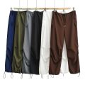 Momoluna Women Madison Baggy Low Waist Parachute Cargo Pants Wide Leg Sweatpants Drawstring Hippie Joggers White Trousers. 