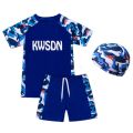 Big Kids Swimsuit Children's Swimsuit Boys' Split Medium and Big Children Fat Boys Teenagers Sun Protection Swimming Cap Swim Trunks Set. 