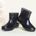 Rain Shoes Short Tube Rain Boots Women's Low-Cut Cotton and Velvet Padded Shoes Warm Waterproof Shoes Rain Shoes Non-Slip Women's Rain Rubber Boots Work Shoes Rubber Boots.