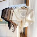 Spring and Autumn Air-Conditioned Room Small Shawl Outer Wear Knitted Shoulder Knotted Scarf Female Neck Protection Fake Two Pieces Shawl Cape Summer. 