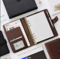 A5 PU Leather Notebook Binder Refillable 6 Ring Budget Binder. 