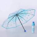 Transparent Flower Print  Ladies Folding Umbrella /Transparent Umbrella For Women. 