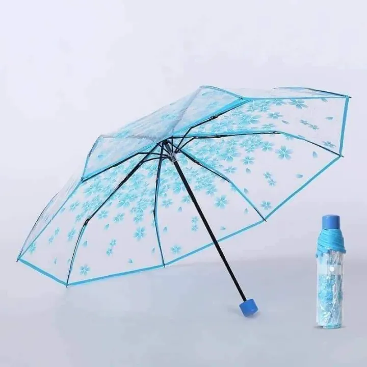 Transparent%20Flower%20Print%20%20Ladies%20Folding%20Umbrella%20/Transparent%20Umbrella%20For%20Women%20-%20Image%203