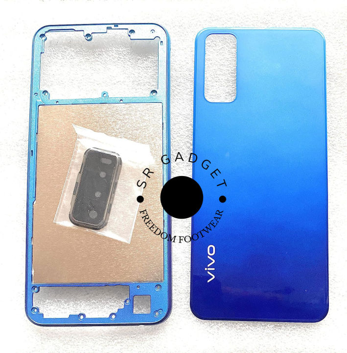 Replacement Backshell Glass Panel and Middle Frame for Vivo Y20 Body Housing With Camera Lens