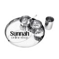 Stainless Steel Mirror Finish Dinner Set((Microwave Safe)- Pack Of 6 Pieces.