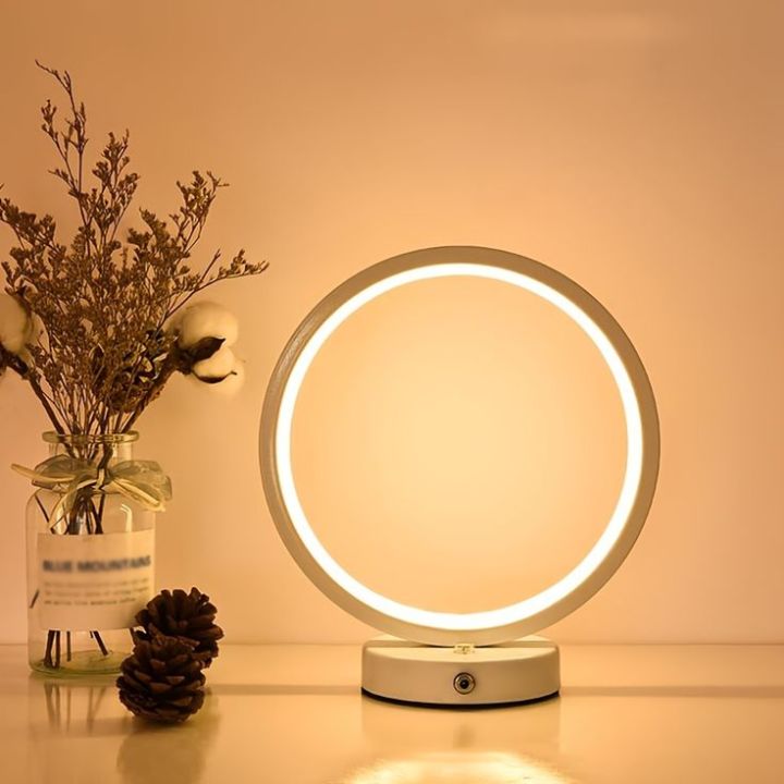Minimalistic Mordern & Fashionable Circular Table 3d LED Lamp Bedside Study Bedroom Dimmable Decorative Night Lamp